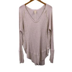 WE THE FREE Ivory Rayon Waffle Knit Long Sleeve Knit Top Size Large